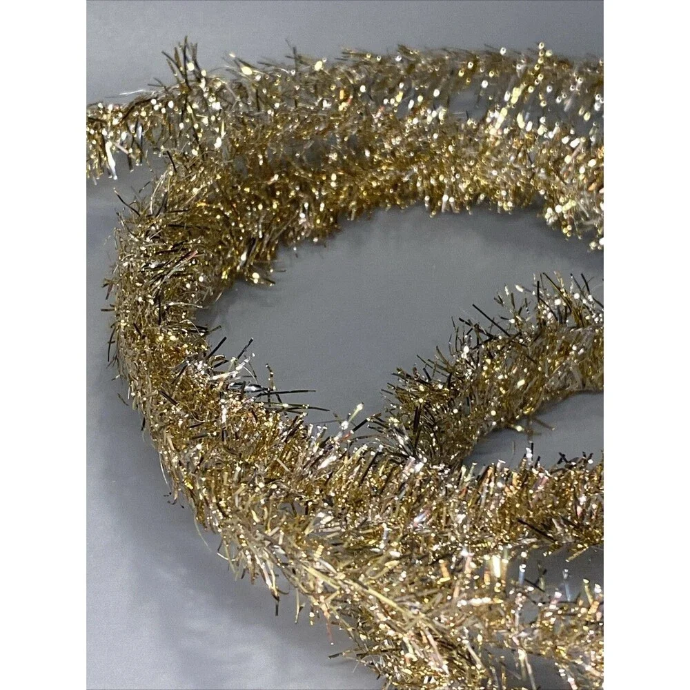 Christmas Feather Tree Tinsel Garland Strand 6' Gold & Silver Holiday Tree